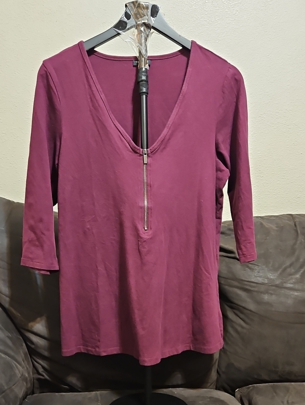 torrid Plum Half-Zip V-Neck Long Sleeve Tee